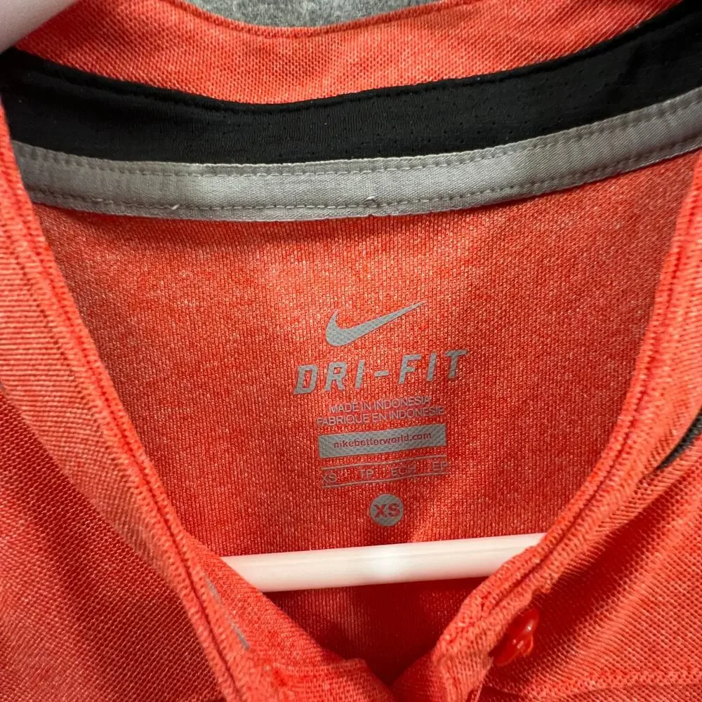 Nike Dri Fit Shirt Women Size XS Orange Outdoor Athletic Casual T Shirt Ladies